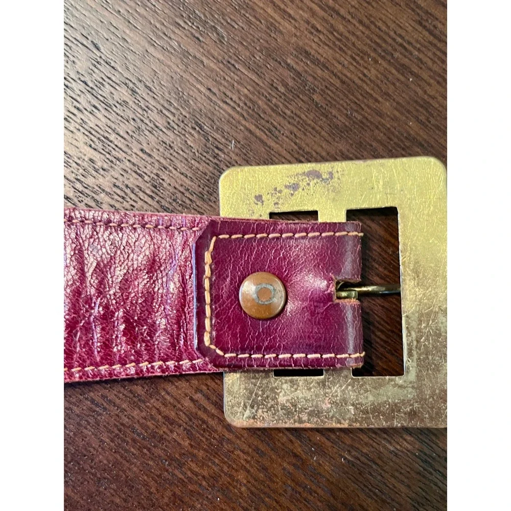 Gaitan Tooled Leather Belt Women 33.5 Burgundy Fair Vintage Floral Wide Western